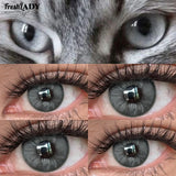 1 Pair Colored Contact Lenses Natural Brown Pupils Green Eyes Contact lenses Gray Soft Contacts 14.20mm