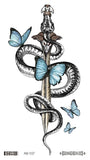 Rocooart Big Size Black Snake Temporary Tattoo Stickers For Women Men Body Waist Waterproof Fake Tatto 3D Cobra Snake Tattoos