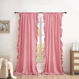 1 PC Buffalo Plaid Ruffle Curtains Semi-sheer Shabby Drapes Chic Rod Window Pocket Curtain for Bedroom Living Room Kitchen Decor