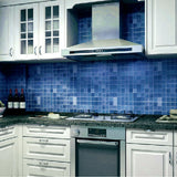 Blue Mosaic Self Adhesive Wallpaper Peel and Stick Bathroom Wallpaper Worktop Cover Wall Tile Stickers Kitchen Countertop Decor