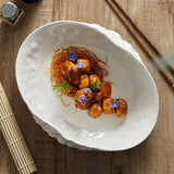 Rock shell high-grade plate domestic ceramic new light luxury large steamed fish soup plate hotel tableware