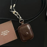 For Airpods 4 4th Case Leather Business Cases For AirPods 4 3 2 1 Pro Cover Headset Shell Headphone Funda With Neck Long Lanyard