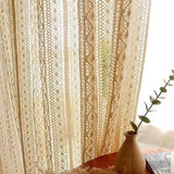 Cotton Hollow design Curtains Road Pocket Shade Tassel Curtain for Kitchen Living Bedroom Room Bay Window Cabinet Curtain