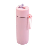 Stainless Steel Thermos Mug, Large Capacity, Portable Silicone Handle with Straw, American Large Capacity, WATER BOTTLE, 650ml