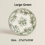 Nordic Flower Pattern Disc Dinner Plate Retro Ceramic Shallow Plate Dessert Plate Dinner Set Plates and Dishes