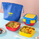 DIY Building Blocks Lunch Box for Kids Cartoon Bento Box with Spoon Lunch Bag for Kids Building Block Accessories