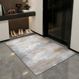 Rustic Wabi-sabi PU Leather Floor Mat Abstract Cement Pattern Waterproof Kitchen Rug Durable Non-Slip Entrance Carpet Indoor