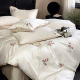 4Pcs Luxury Vintage Rose Flowers Embroidery Bedding Set 1000TC Egyptian Cotton Duvet Cover Bed Sheet Fitted Sheet Pillowcases