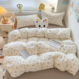 Class A Double Yarn Bedding Set Quilt Comforter Duvet Cover Set Printed Cotton Bedspread Skin Friendly Breathable Four-Piece Set