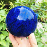 5-10cm Natural Rare Blue Smelting Stone Quartz Crystal Ball Home Decoration Natural Stone Cutting and Polishing Wood Bracket