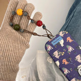 Ins floral cat cute leather cover for iphone 15pro 16Pro 14promax 13promax 14 13 15 16 pro max colorful chain rope phone case