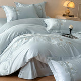 Embroidery Cotton Bedding Set Underwear Duvet Cover Set Bed Linens Solid Color RU SEA EU AU Size