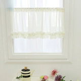 Window Valance White Linen Ruffle Short Curtain Kitchen Decor Rod Pocket Farmhouse Rustic Sheer Valances W150xL60cm 1pc