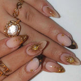 Cat Eye Press on Nails Short False Nails Art Full Cover French Sheer Wearable Nail Manicure Tips Cool Girl Artificial False Nail