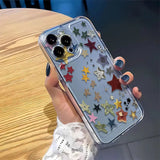 Korean Creative Threaded Star Phone Case For iPhone 16 Pro Max 15 14 13 12 11 Pro 7 8 Plus Creative Shockproof Back Cover