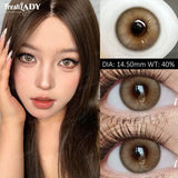 2pcs Glaze Series Colored Contact Lenses Natural Brown Pupils Blue Eyes Lenses Gray Soft Contact Lenses 14.50mm Yearly