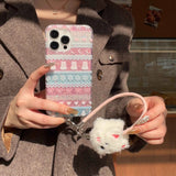 Ins Winter Fair Puppy Shiny Fundas for iphone 16Pro 13pro 15pro 14 13 15 16 pro max 14promax shell protect cute rope phone case