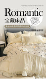 Princess Style Duvet Cover Set Lace Ruffles Rose Embroidery Bed Cover Bed Sheet Pillowcase Soft Bedding Set Decor Gift for Home
