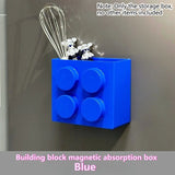 Magnetic Refrigerator Storage Box Plastic Building Block Refrigerator Side Mount Rack Organizer for Kitchen Wrap Straws Utensils