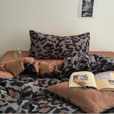 3/4Pcs Bedding Set Leopard Print Bed Sheet Duvet Cover Pillowcase Beddings Sets Full Double Four-Season Muslin Three-Piece Set