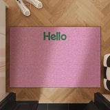 Vibrant Solid Color Hello Letter Doormat Wire Loop Cuttable Entrance Welcome Carpet Anti-Dust Indoor Outdoor Home Mat
