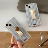 Blue stripes summer ins phone case for iphone 15 12promax 14pro 15pro 13pro 12 pro max 13 3d love heart ball ring cover fundas