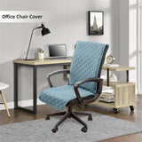 Quilted Office Chair Cover Solid Color Anti-dirty Desk Computer Armchair Chair with Slipcovers Buckle Gaming Seat Cover