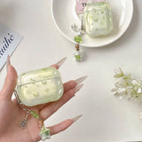 Green Butterfly Earphone Cases For AirPods Pro 3 4 Air pods AirPod 1/2 Pro2 with Key chain Bluetooth Headphone Protective Cover