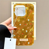 Case For iPhone 16 Pro Max 15 14 Plus 13 12 11 XS X XR 7 8 Plus Perforated Swirl IND Yellow Full Screen Tulip Floral Clear Cover