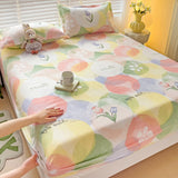 Purple Flower Bed Sheets Single/Queen/King Size Fitted Bed Sheet with Elastic Band drap de lit High Quality Mattress Cover 180