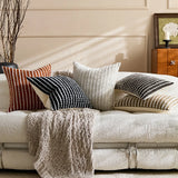 Decorative Farmhouse Throw Pillow Covers Chenille Striped Pillow CaseSet Boho Textured Cushion Cover for Sofa Couch Living Room