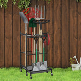 Garden Tool Organizer Yard Rack with Wheels Multipurpose 3 Tier Garage Tools Organizer for for Cleaning Supplies