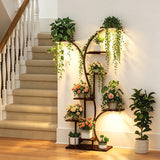 165cm Tall Indoor Plant Stand Metal Plant Flower Display Shelf with Grow Lights Tree-Shaped Plant Rack for Home, Patio