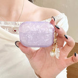 Luxury Purple Pearly Shell Pendant Silicone Case For AirPods 1 2 3 4 pro 2 Wireless Bluetooth Earphone Accessories