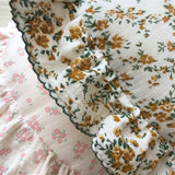 INS Round Ruffle Edge Floral Throw Pillow Stuffed Cushion Girl Heart Sweet Princess Cotton Home Bed Sofa Decor Cushion Headrest