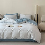 High Quality Grid Printed Flat Sheet Bedding Sets Light Luxury Cotton Soft Quilt Cover Single Double Bed Comfort Set for Adults