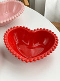 Creative Pink Bead Dots Ceramic Heart Dinner Plate Tableware Home Dessert Cake Plate Porcelain Salad Plate Kitchen Utensils New
