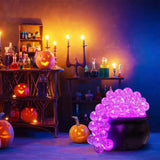 Luminous Halloween Bubbling Cauldron Decoration Purple Light Remote Control Bubbling Witch Bowl Plastic DIY