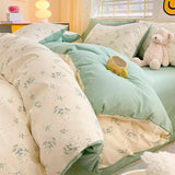 Kawaii Princess Pure Cotton Bedding Set Full Size Lovely Ruffles Single Doubel Duvet Cover Set Girls Woman Cozy Bedding Sets