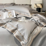 Premium 1000TC Egyptian Cotton Luxury Gold Embroidery Hotel Style Bedding Set Duvet Cover Flat/Fitted Bed Sheet Pillowcases 4Pcs
