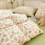Cute pumpkin Korean Duvet Cover Set Skin Friendly Washed Cotton Bedding and Bed Sheets Girls Comforter Cover Single Queen Size