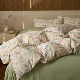 20% Linen and Cotton Bedding Sets Print Duvet Cover Sheet Pillowcase 4pcs Breathable Underwear Bed Linens