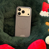 Creative Magnetic Black White Lattice Pattern Phone Case with Tomato Bracket for iPhone 17 16 15 Pro Max Shockproof Back Cover