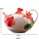 Family Afternoon Tea Ceramic Coffee Cup Set, High-quality Teapot , Creative Enamel Colored Handcrafted Rose Tea Set, Friend Gift