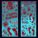 3D Halloween Decorations 84pcs Halloween Window Clings 9 Sheets Bloody Handprint Footprint Halloween Wall Decal Floor Clings