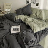 Solid Grey Matcha Color Bedding Set Adults Kids Twin Full Queen Size Bed Flat Sheet Duvet Cover Set Pillowcases Simple Bed Linen