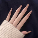 24PCS/Box Artificial Nails With Glue Milky White Pink Gradients Long Ballet Full Cover Acrylic Nail Stick Fake Nail Tips