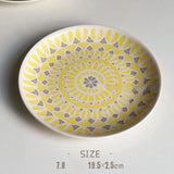 Ceramic Round Shape Floral Plates Dinner Sets Large Capacity Large Plate Dessert Salad Plate Beautiful Table Tableware Services