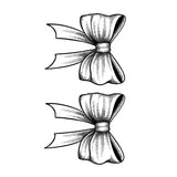 French Ribbon Bow Tattoo Sticker: herbal juice sensual design for neck scar cover. Vivid semi-permanent realistic art.