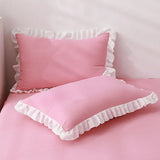 Hot Sale 1 Pair of Pillowcases with Ruffles White Shabby Country Girl Cover Protector with Border Decorative 48x74cm